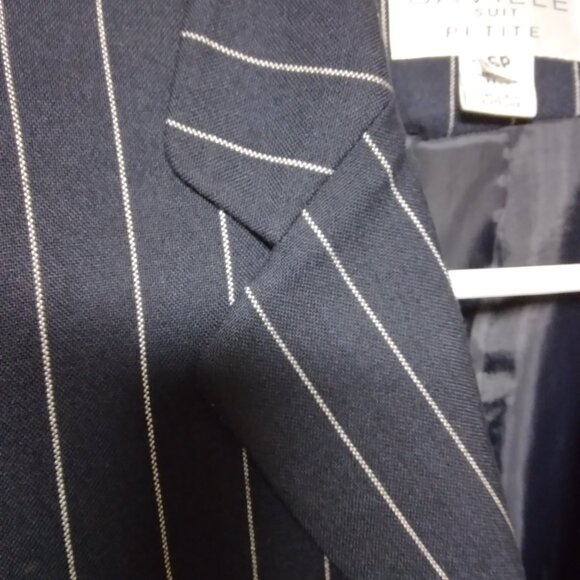 Saville (classic/vintage) Petite Pinstripe Ladies Suit, Navy Blue, 6P - Picture 3 of 10